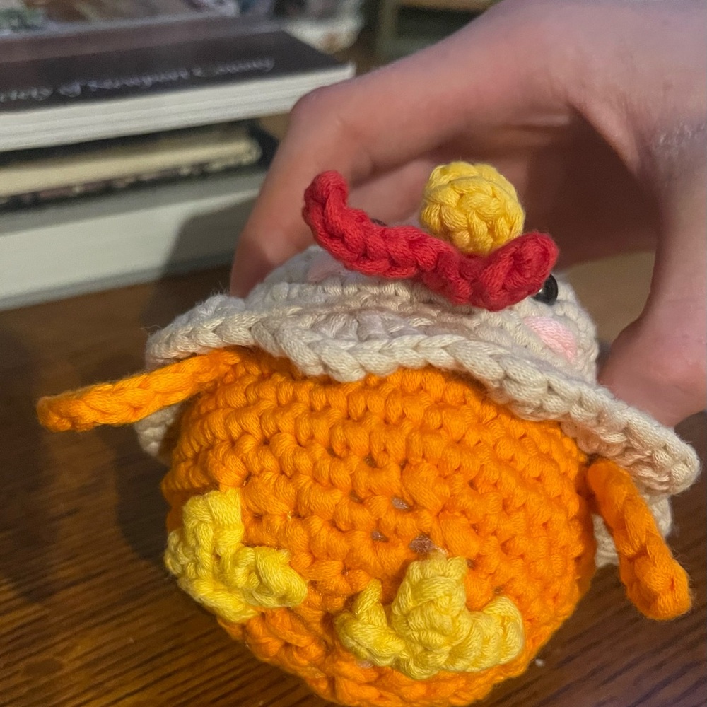 Handmade Cream and Orange Crochet Chick Plush Stuffed Animal - Picture 4 of 5